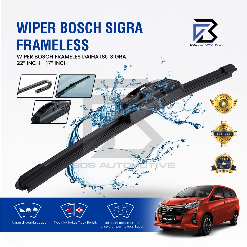 Wiper Blade BOSCH Advantage Besi Kipas Kaca Depan Mobil TOYOTA CALYA - DAIHATSU SIGRA Frame Hook 22" - 17" Inch Original - foto-variasi-4