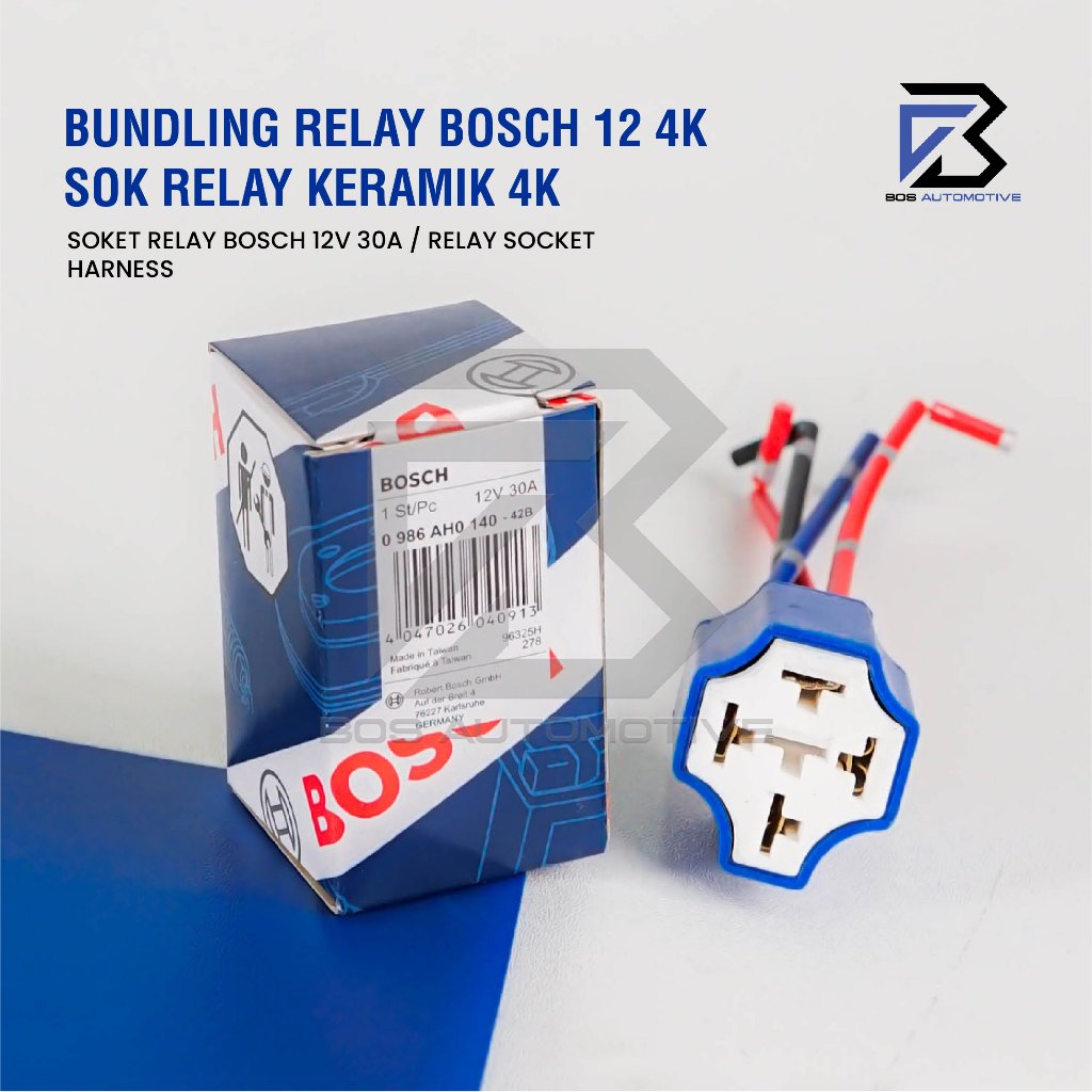 Socket Cable Relay Ceramic / Soket Relay Keramik Relay BOSCH / HELLA 4 Kaki 12v  Untuk Klakson & Lampu Original - foto-produk-1