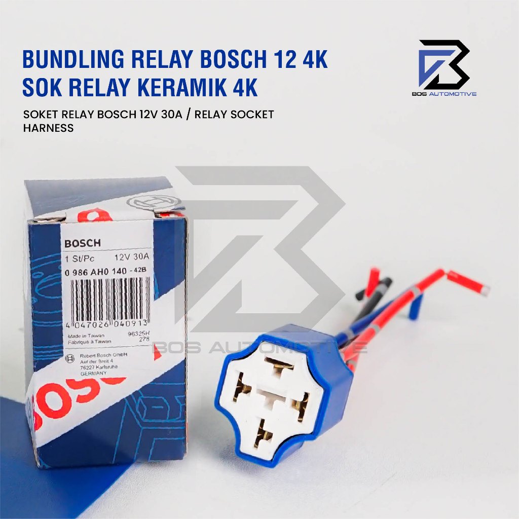 Socket Cable Relay Ceramic / Soket Relay Keramik Relay BOSCH / HELLA 4 Kaki 12v  Untuk Klakson & Lampu Original - foto-produk-3