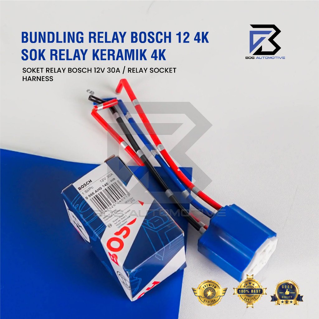 Socket Cable Relay Ceramic / Soket Relay Keramik Relay BOSCH / HELLA 4 Kaki 12v  Untuk Klakson & Lampu Original - foto-variasi-1