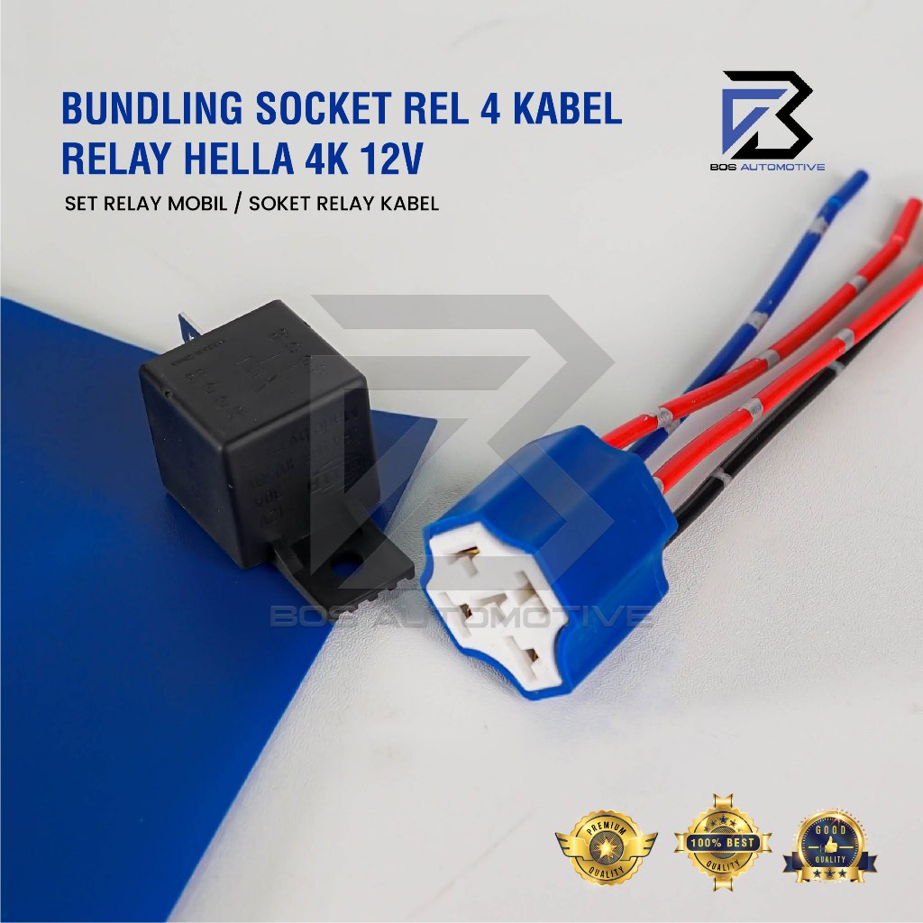 Socket Cable Relay Ceramic / Soket Relay Keramik Relay BOSCH / HELLA 4 Kaki 12v  Untuk Klakson & Lampu Original - foto-variasi-2