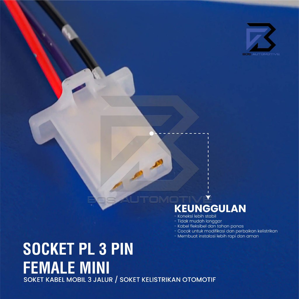 Soket Sambung 3 Pin Kecil / Mini Socket Sambungan Kabel Konektor Mobil Motor - foto-produk-3