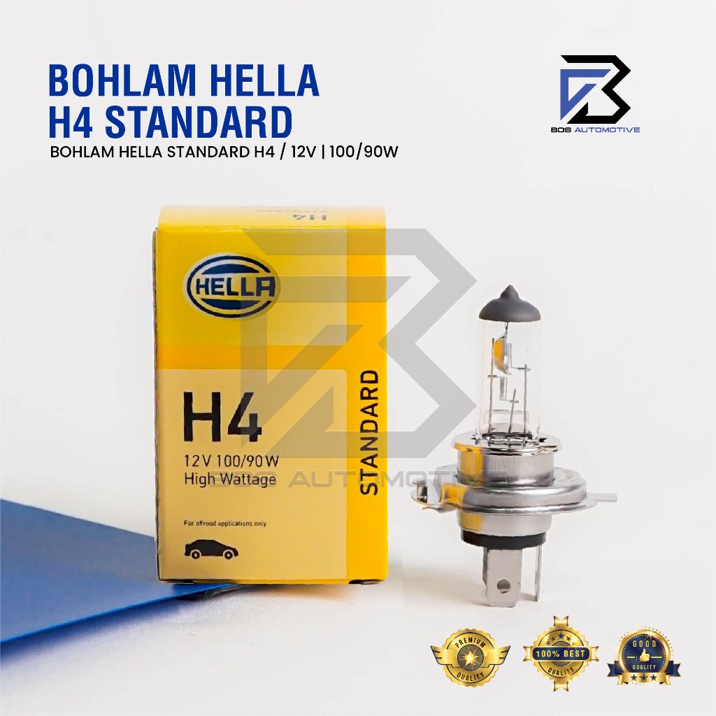 Bohlam Lampu Mobil Halogen HELLA H4 P43T 12V 100/90W Original