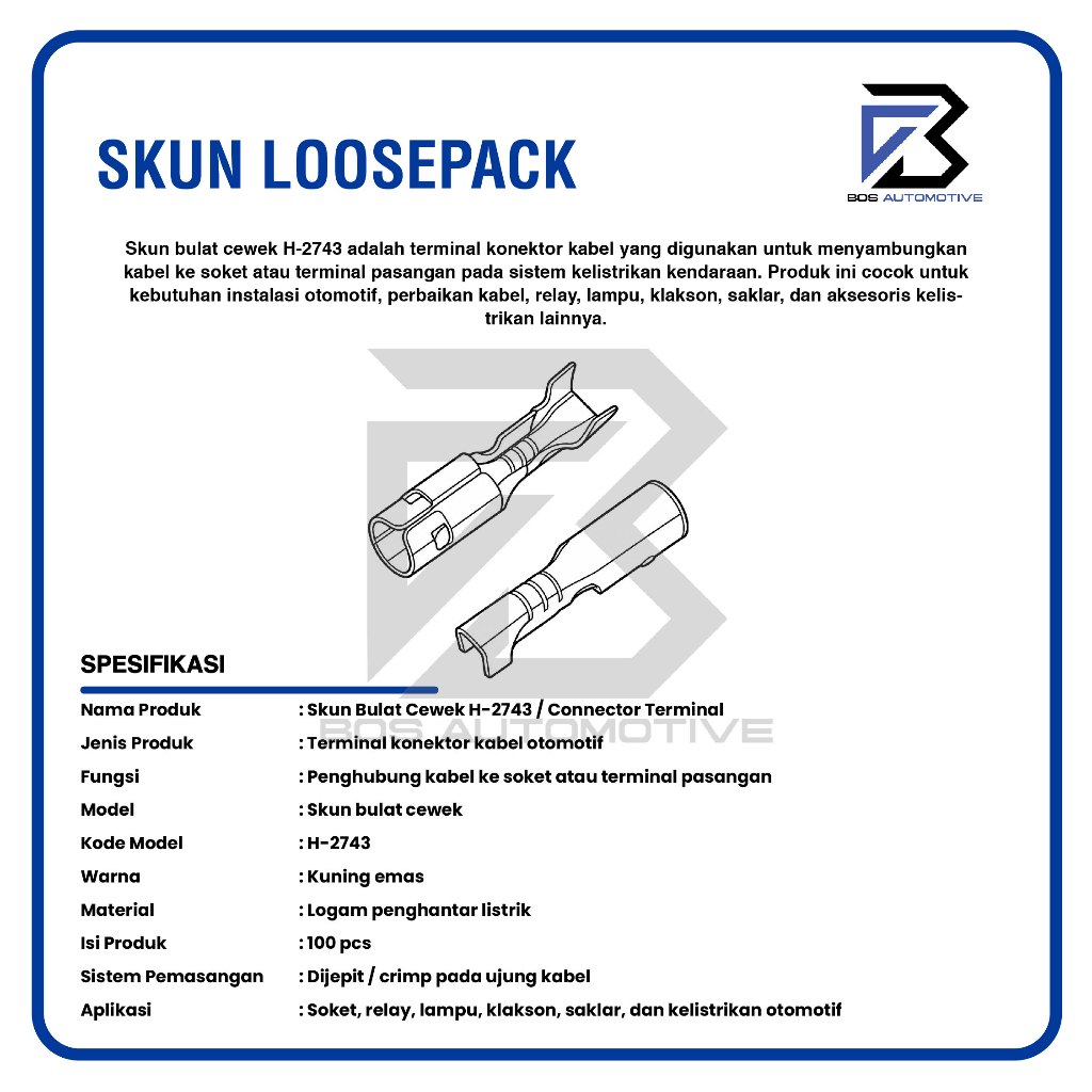 Terminal Skun Cewek Bulat H-2743 Konektor Kabel Female Universal - foto-produk-2