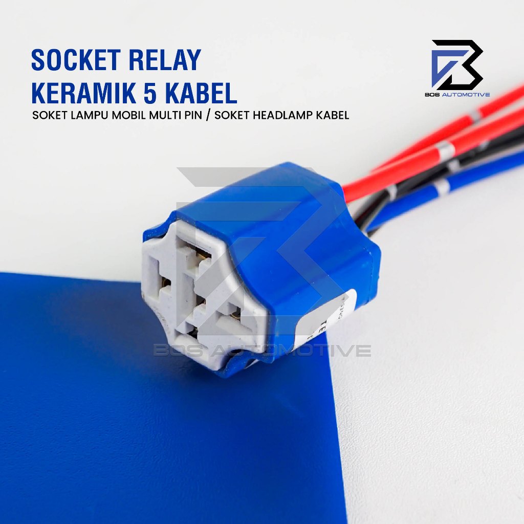 Rumah Relay Keramik / Socket Cable Relay Ceramic / Soket kabel Kaki 5 Pin Untuk Klakson & Lampu (5 Kabel) - foto-produk-1