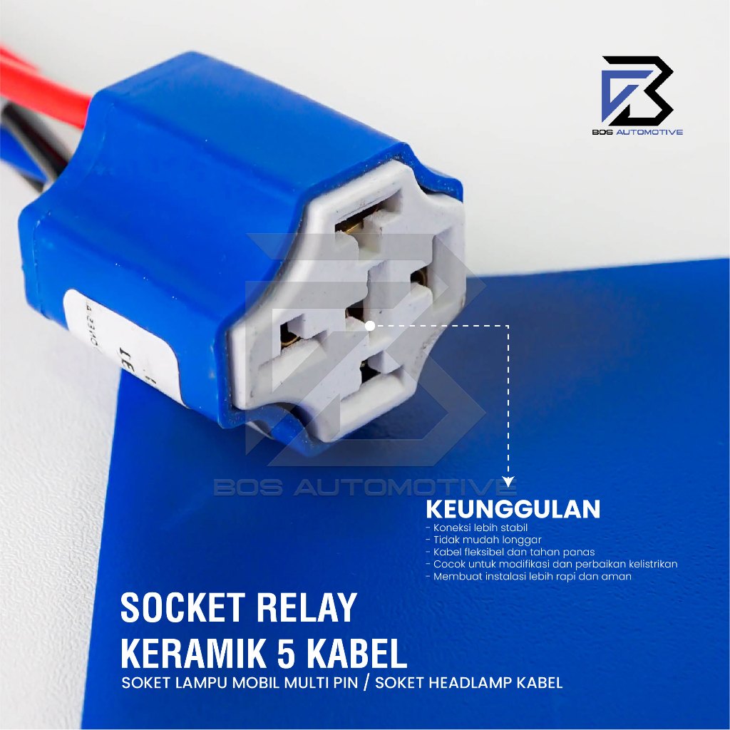 Rumah Relay Keramik / Socket Cable Relay Ceramic / Soket kabel Kaki 5 Pin Untuk Klakson & Lampu (5 Kabel) - foto-produk-3