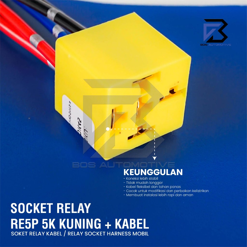 Soket Relay RE5P Kaki 5 Pin + Kabel Bintik / Rumah Relay Socket Relay - foto-produk-3