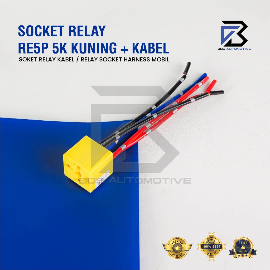Soket Relay RE5P Kaki 5 Pin + Kabel Bintik / Rumah Relay Socket Relay - foto-variasi-1