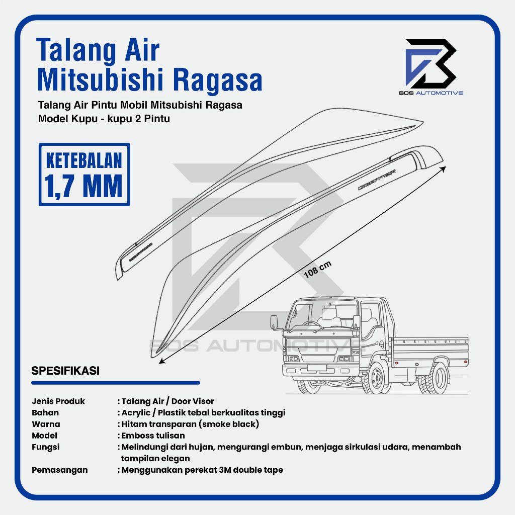 Talang Air Pintu Mobil Mitsubhisi Ragasa  Model Kupu - Kupu 2 Pintu - foto-produk-2