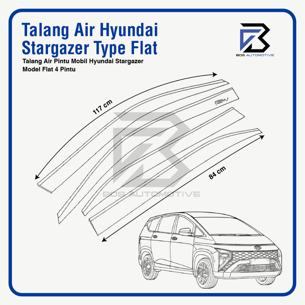 Talang Air Pintu Mobil Hyundai Stargazer 2022 â€“ 2023 Model Flat Rata 4 Pintu - foto-produk-2