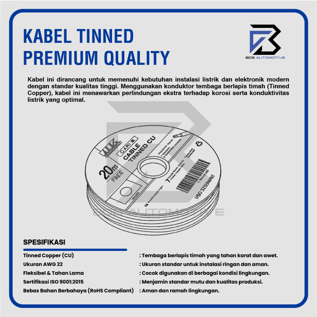 Kabel Bintik MX Tinned CU 0.85MM x 20M / 0.5MM x 20M Kabel Body Serabut Lapis Timah Cable Mobil Motor Premium - foto-produk-2