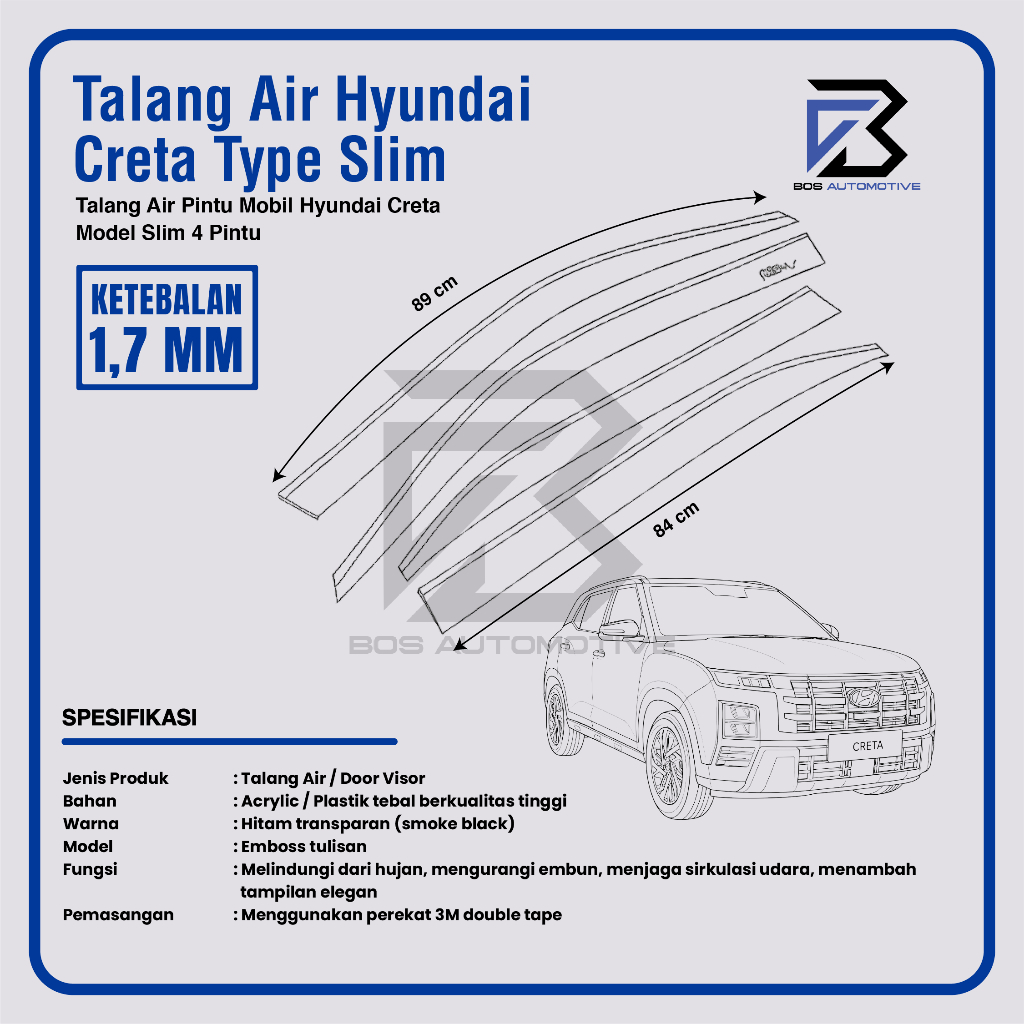 Talang Air Pintu Hyundai Creta 2022 â€“ 2023 Model Slim 4 Pintu - foto-produk-2