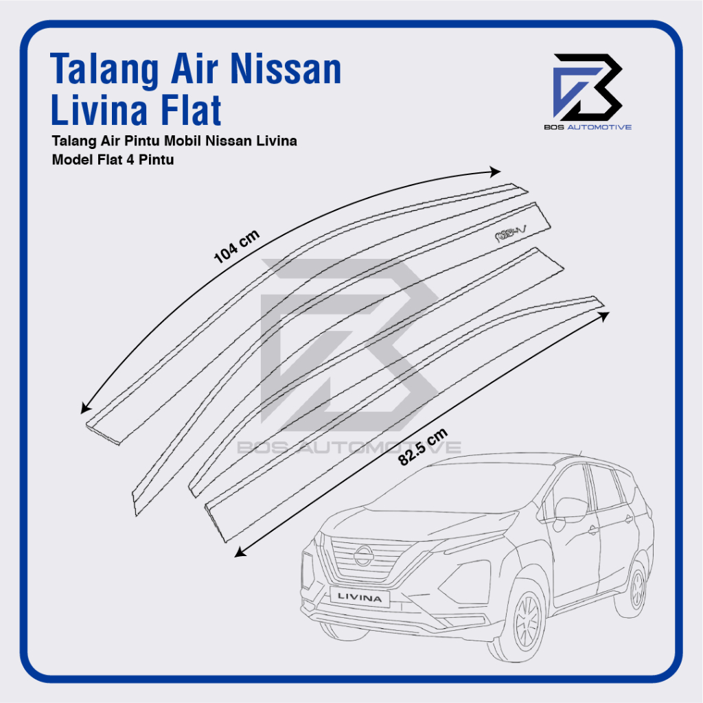 Talang Air Pintu Mobil Nissan Grand Livina 2007 - 2018 Model Flat Rata 4 Pintu - foto-produk-2