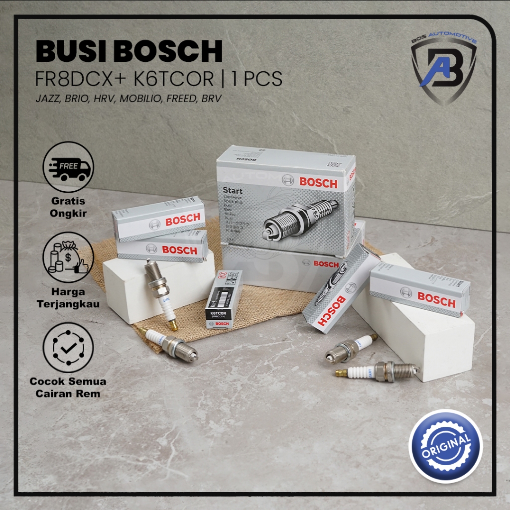 Busi BOSCH Mobil HONDA JAZZ BRIO FREED HRV MOBILIO BRV FR8DCX+ K6TCOR Spark Plug original - foto-sampul