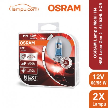 BOHLAM LAMPU MOBIL HALOGEN OSRAM NBR H4 60/55W 12V ORIGINAL - foto-sampul