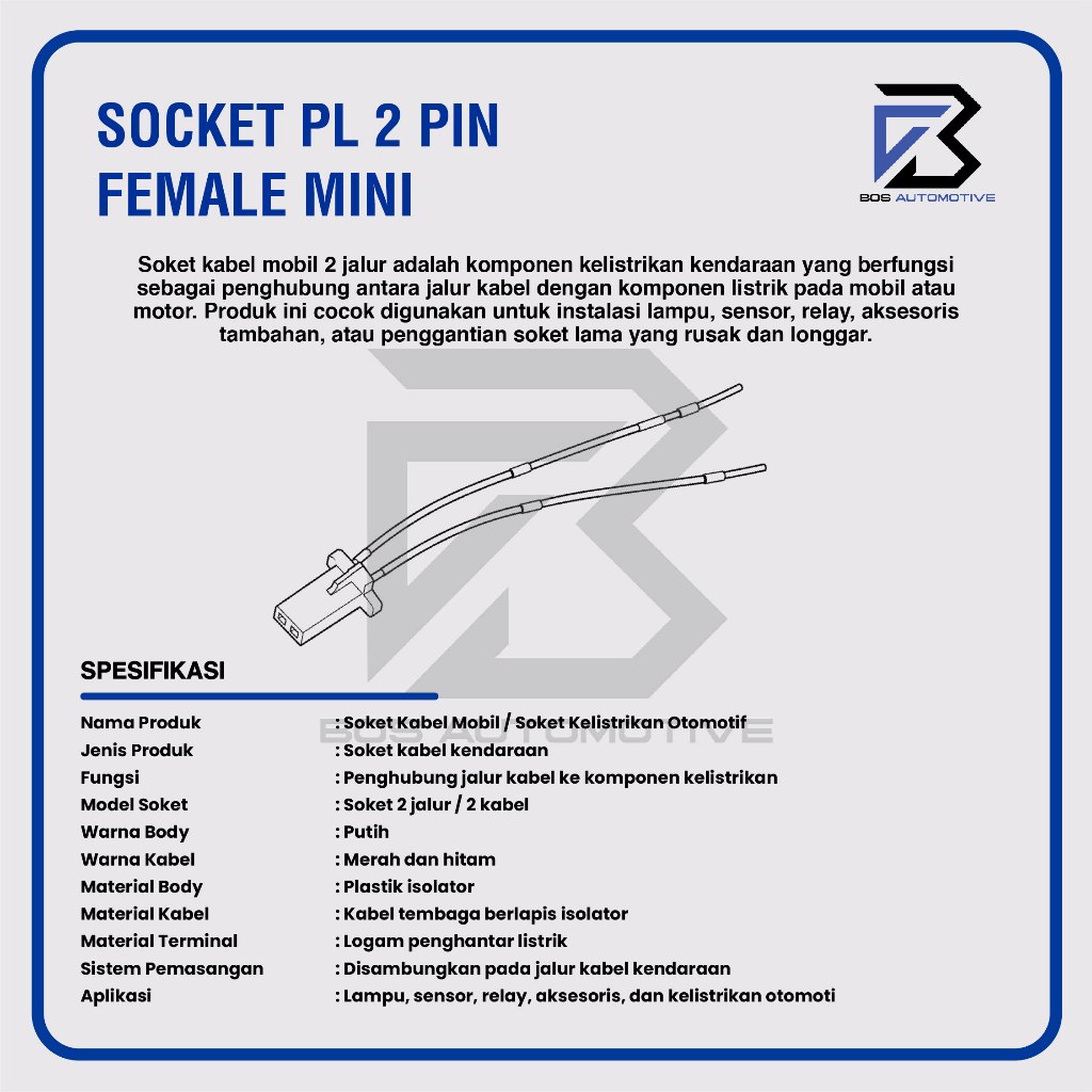 Soket Sambung 2 Pin Kecil / Mini Socket Sambungan Kabel Konektor Mobil Motor - foto-produk-2