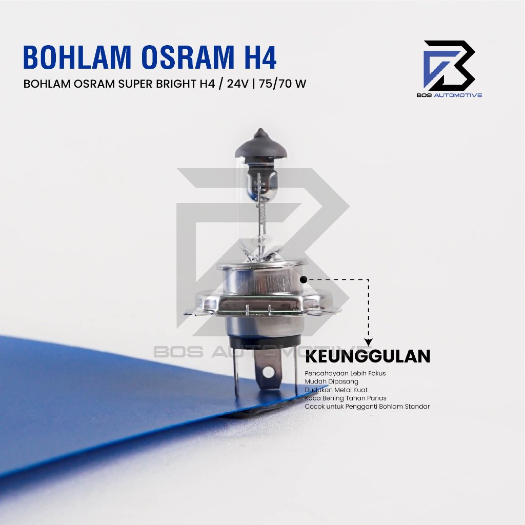 BOHLAM LAMPU MOBIL HALOGEN OSRAM H4 75/70W 24V | 100/90W 24V - foto-produk-3