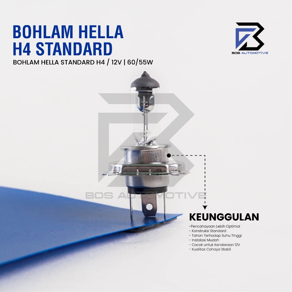 Bohlam Lampu Standard Mobil Halogen HELLA H4 P43T 12V 60/55W Original - foto-produk-3