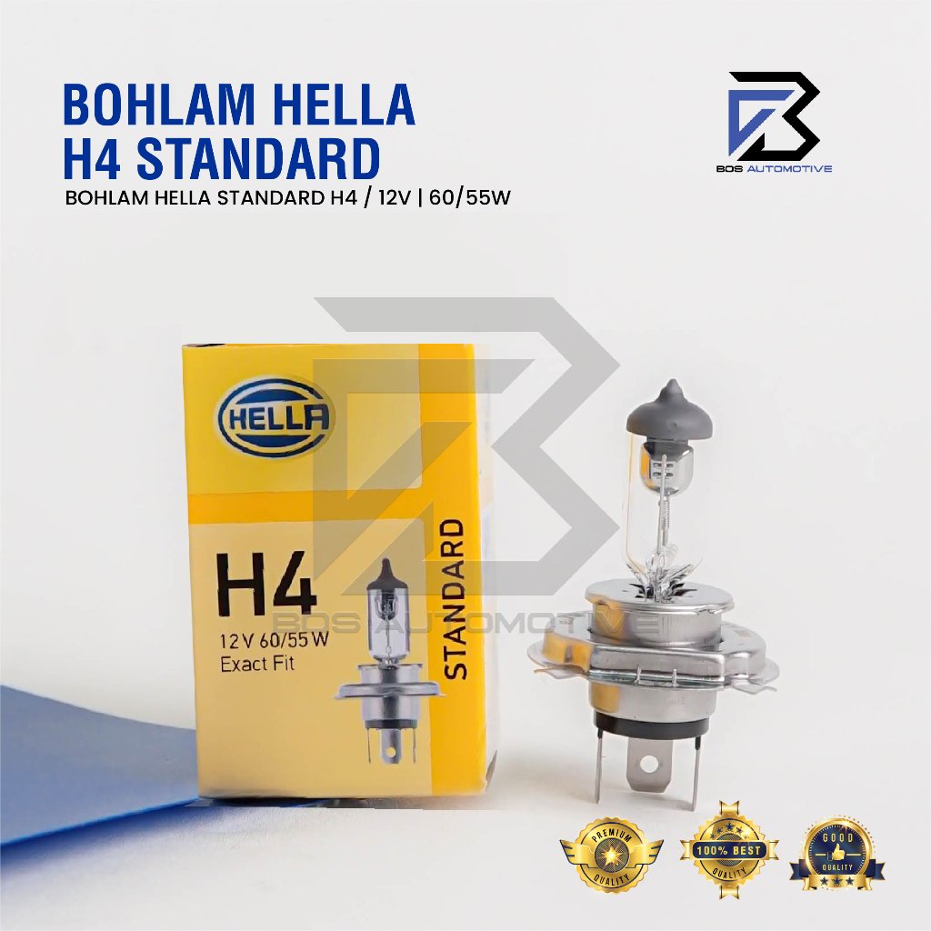 Bohlam Lampu Standard Mobil Halogen HELLA H4 P43T 12V 60/55W Original