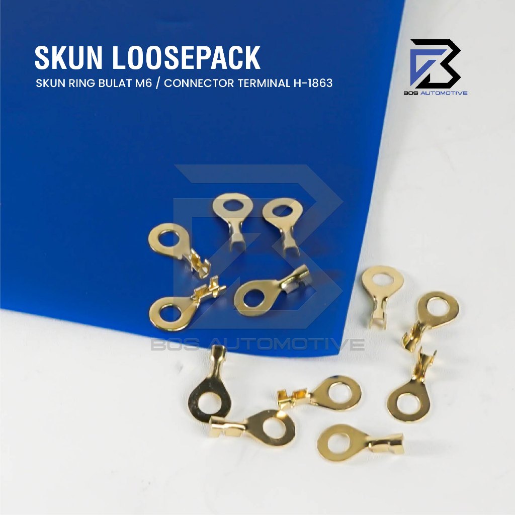 Terminal Skun Konektor Gepeng H-1863 Ring M6 baut kunci 10 Untuk Kabel Massa Mobil Motor Universal - foto-produk-1