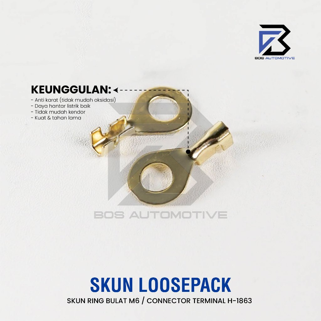 Terminal Skun Konektor Gepeng H-1863 Ring M6 baut kunci 10 Untuk Kabel Massa Mobil Motor Universal - foto-produk-3