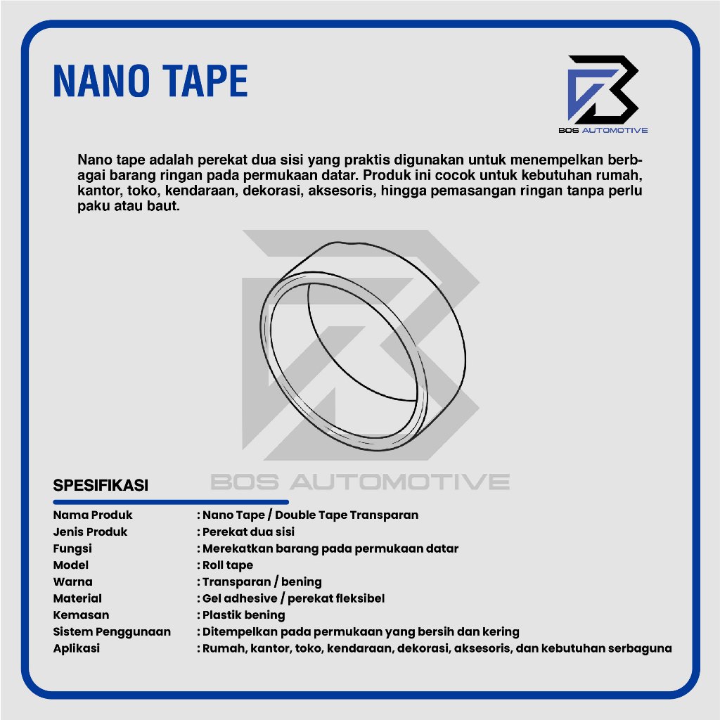 DOUBLE TAPE NANO BENING TAHAN AIR 30MM x 2MM x 1M (P) - foto-produk-2