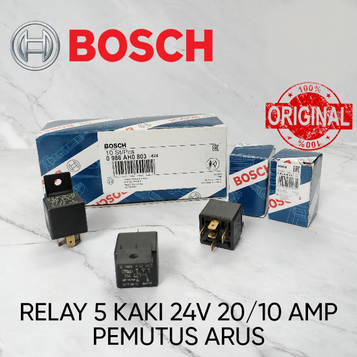 Relay Bosch Kaki 5 Pin 24V 20 Ampere 10 Ampere 87a Pemutus Arus Untuk Klakson Lampu Mobil Truk Bus Original - foto-sampul