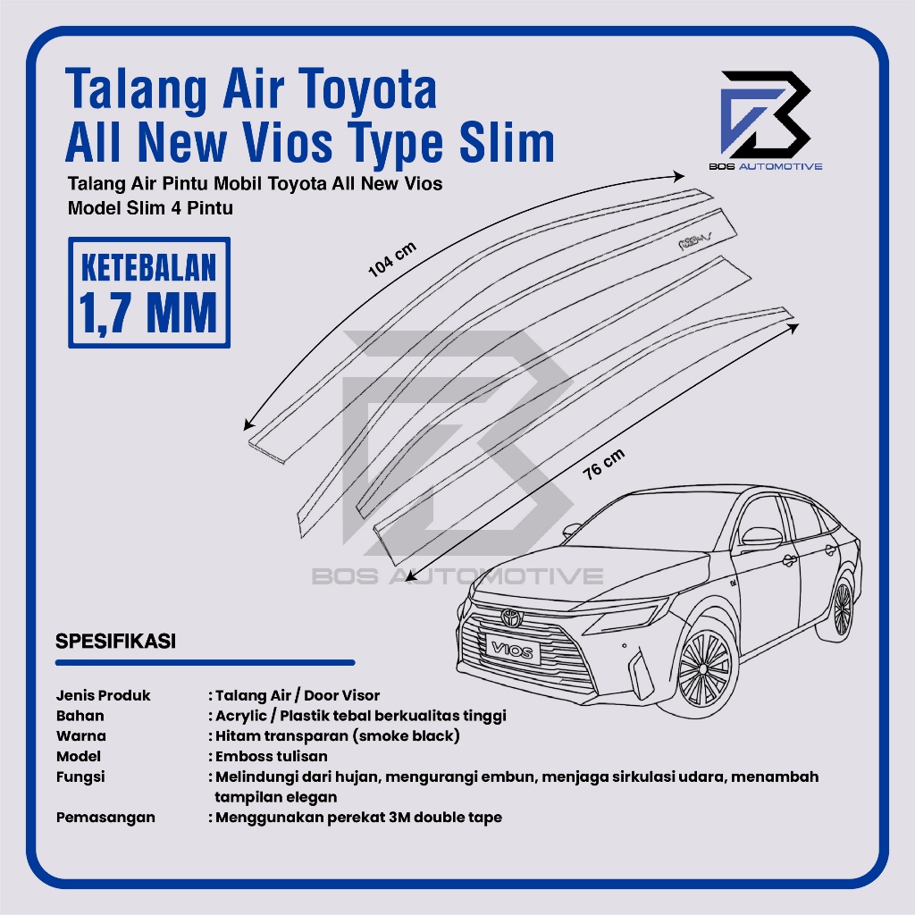 Talang Air Pintu Toyota All New Vios 2013 â€“ 2021 Model Slim 4 Pintu - foto-produk-2