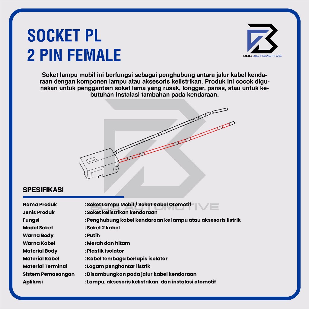 Soket Sambung 2 Pin Besar Socket Sambungan Kabel Konektor Mobil Motor - foto-produk-2