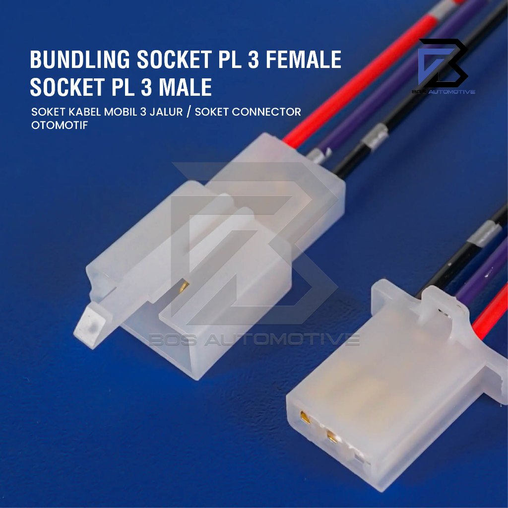 Soket Sambung 3 Pin Kecil / Mini Socket Sambungan Kabel Konektor Mobil Motor (1 SET) - foto-produk-1