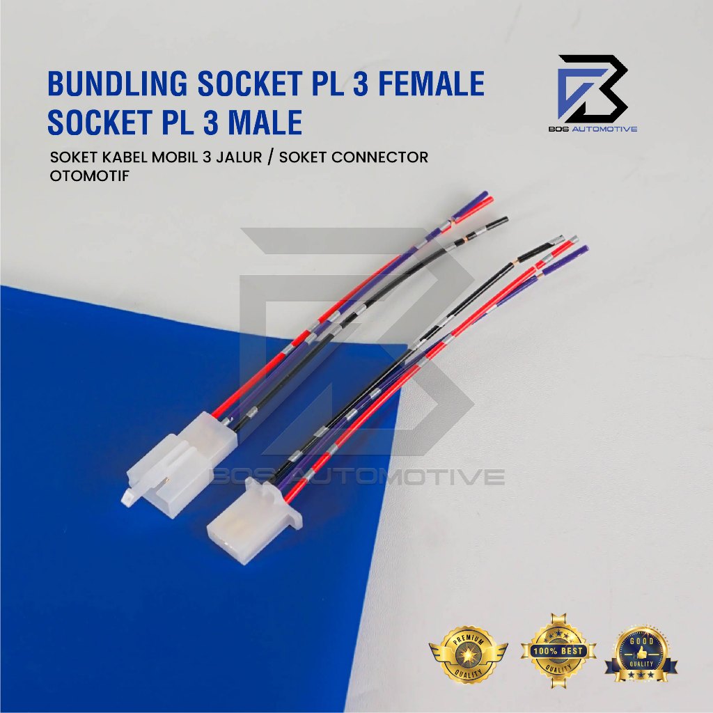 Soket Sambung 3 Pin Kecil / Mini Socket Sambungan Kabel Konektor Mobil Motor (1 SET) - foto-sampul