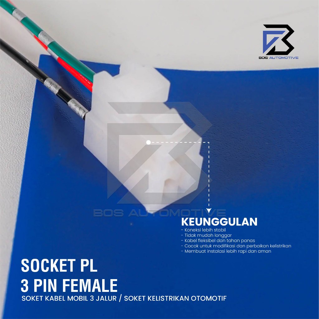 Soket Sambung 3 Pin Besar Socket Sambungan Kabel Konektor Mobil Motor - foto-produk-3