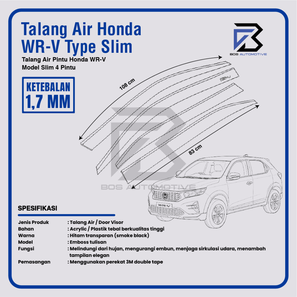 Talang Air Pintu Mobil Honda WRV 2022 â€“ 2023 Model Slim 4 Pintu - foto-produk-2