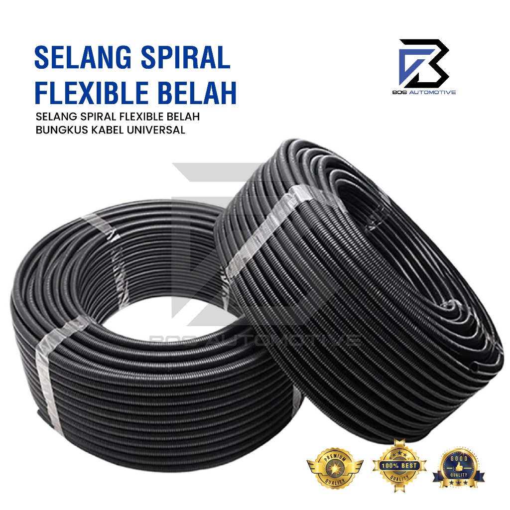 Selang Spiral Flexible Model Belah 13MM x 50M Pembungkus Kabel Mobil Motor Universal