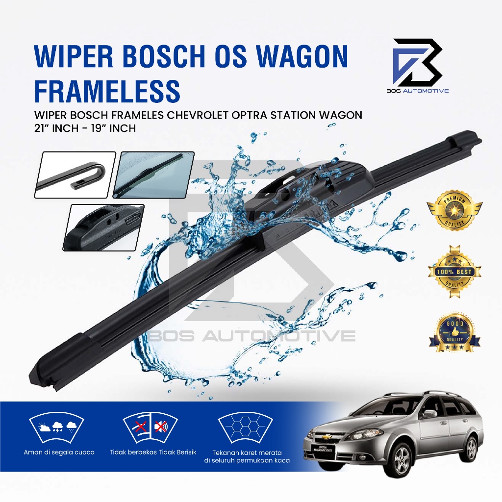 Wiper Blade BOSCH Clear Frameless Karet | Advantage Besi Kipas Kaca Depan Mobil CHEVROLET OPTRA STATION WAGON Frame Hook 21" - 19" Inch Original - foto-variasi-2