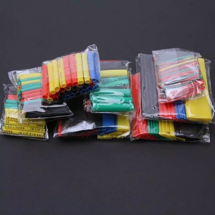 Selang Bakar / Heat Shrink Tube / Selongsong Kabel Bakar / Pelindung Kabel / Selang Kabel / Isolasi Bakar / Heat Shrinkable Sleeve 164 Pcs Universal - foto-produk-2