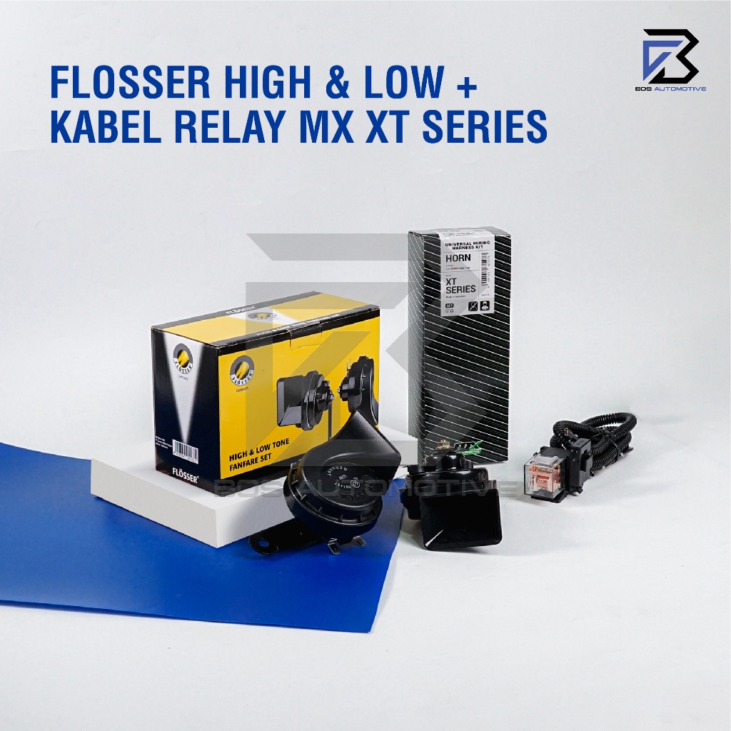 Klakson Keong Mobil Motor FLOSSER BMW Germany Waterproof dengan Kabel Relay Set Klakson 12v Original - foto-variasi-2