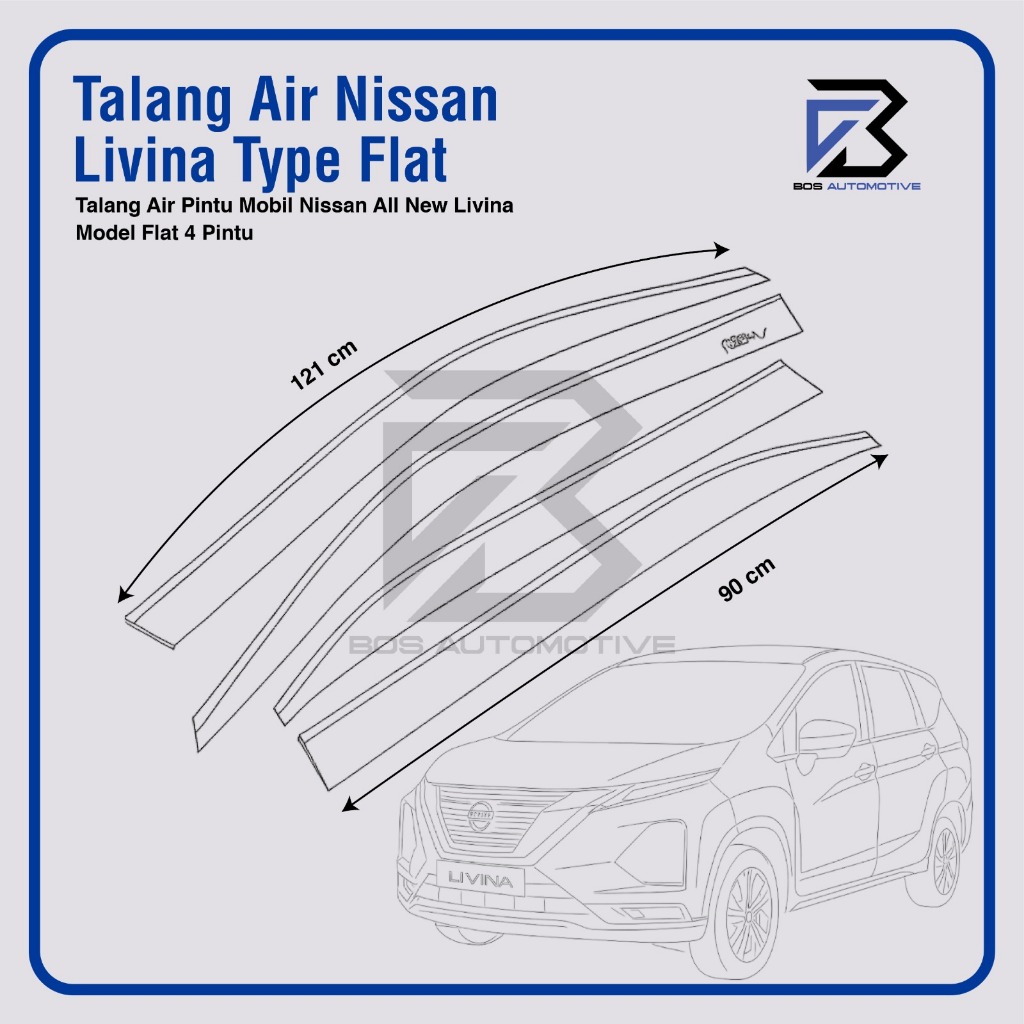 Talang Air Pintu Mobil Nissan All New Livina 2013 â€“ 2020 Model Flat Rata 4 Pintu - foto-produk-2