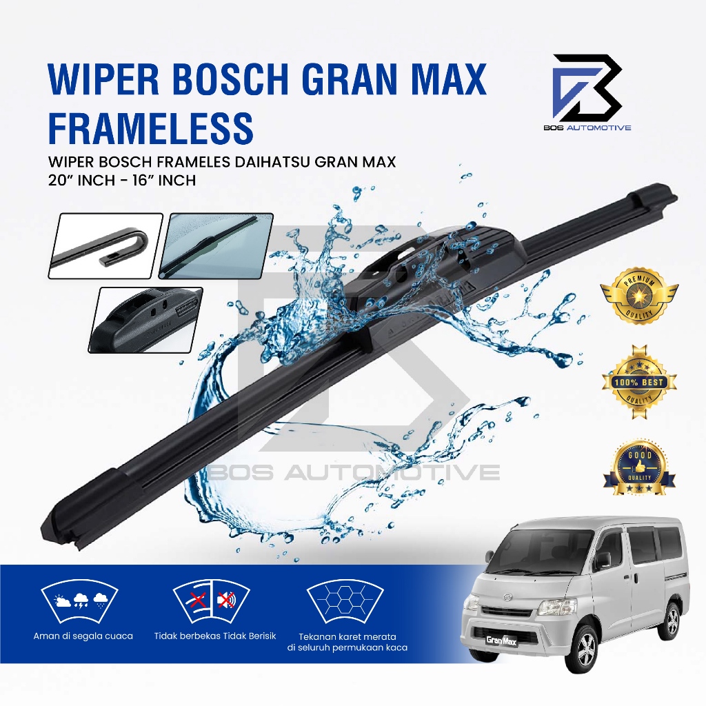 Wiper Blade BOSCH Clear Frameless Karet | Advantage Besi Kipas Kaca Depan Mobil HONDA FREED Frame Hook 26" - 14" Inch Original