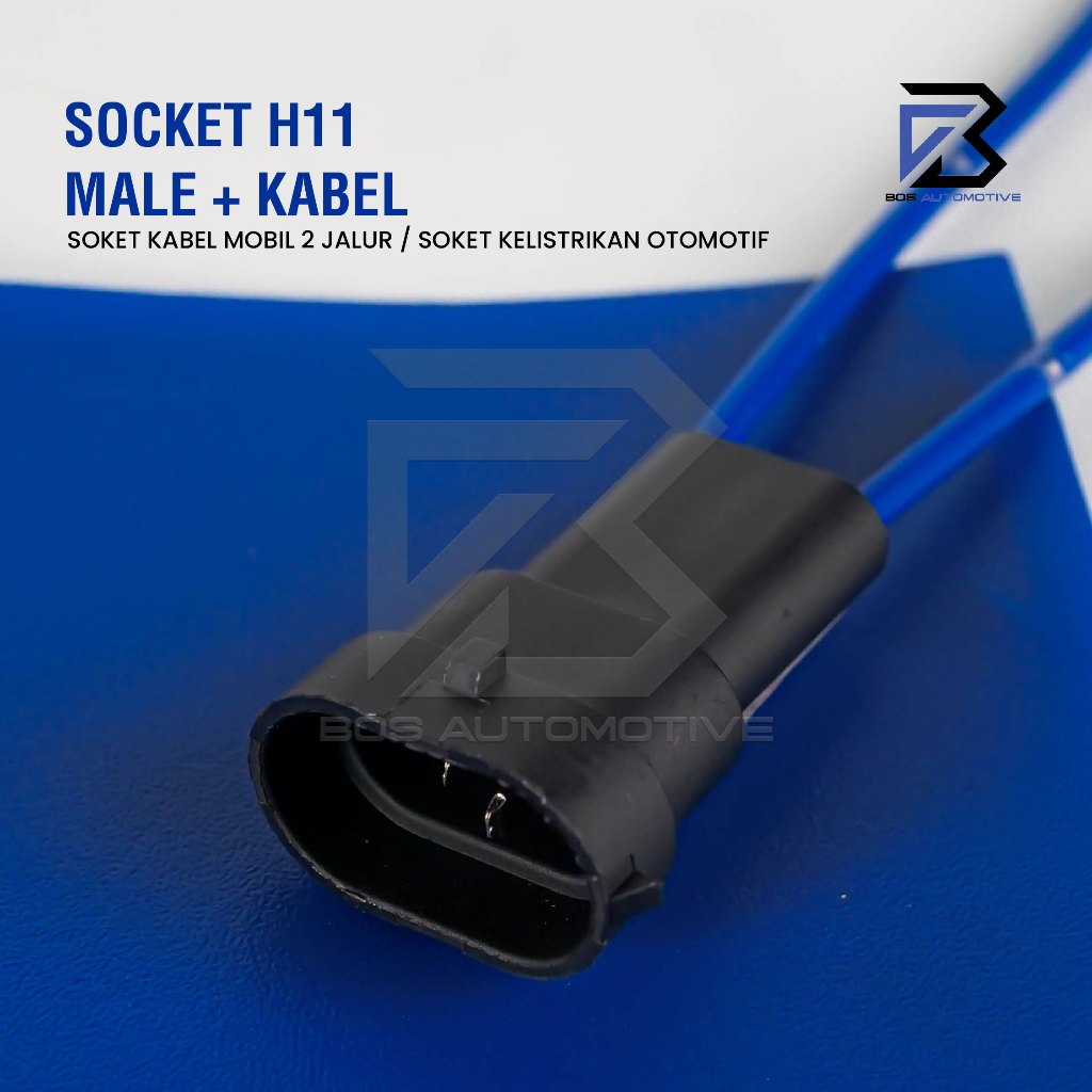 Socket Cable Foglamp / Soket Kabel Cowok / Male Lampu Kabut Tembak Mobil H11 / H16 / H8 / HB3 - foto-produk-1