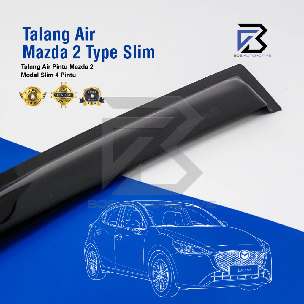 Talang Air Pintu Mobil Mazda 2 2009 - 2014 Model Slim 4 Pintu