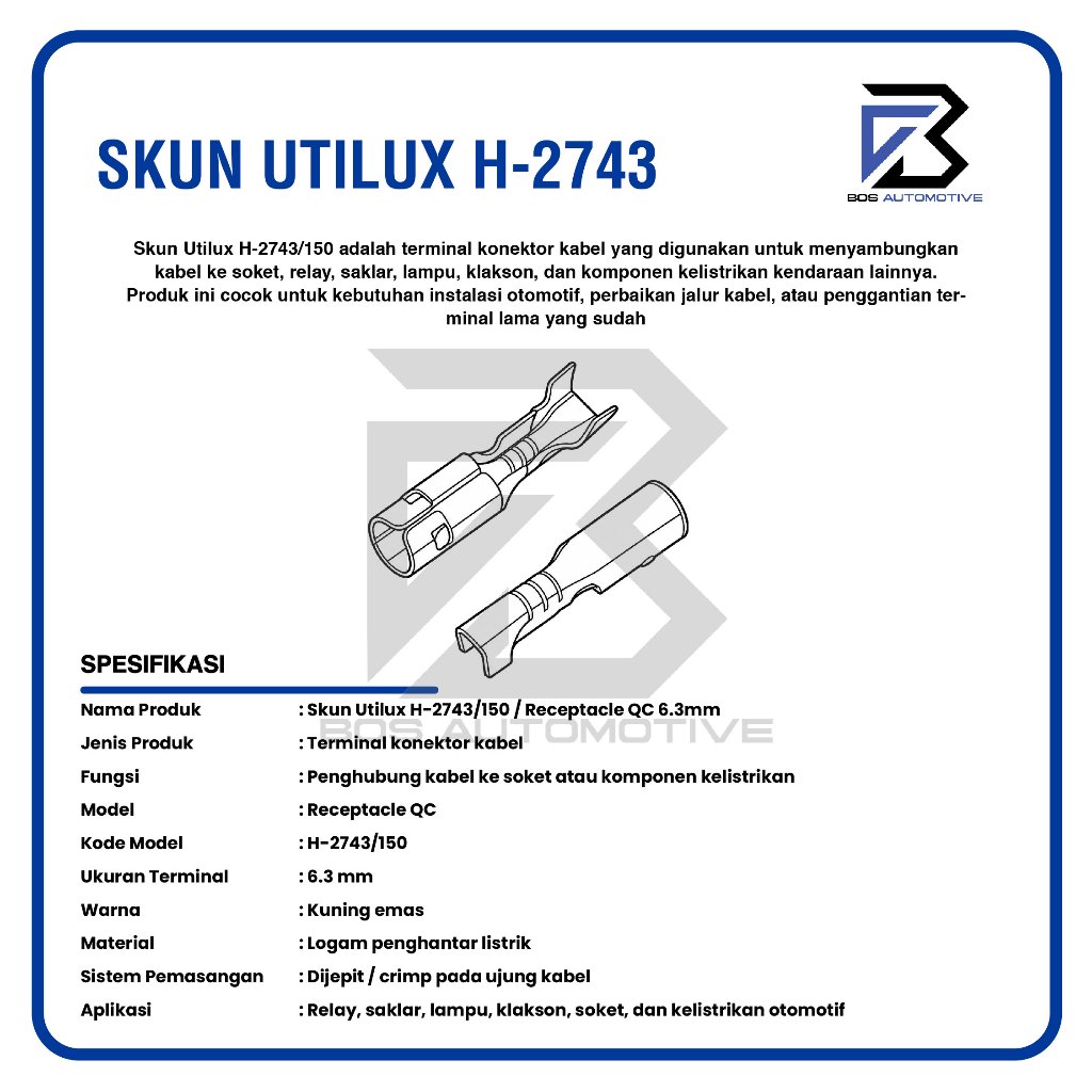 Terminal Skun UTILUX H-2743 Bulat Cewek Konektor Kabel Original - foto-produk-2