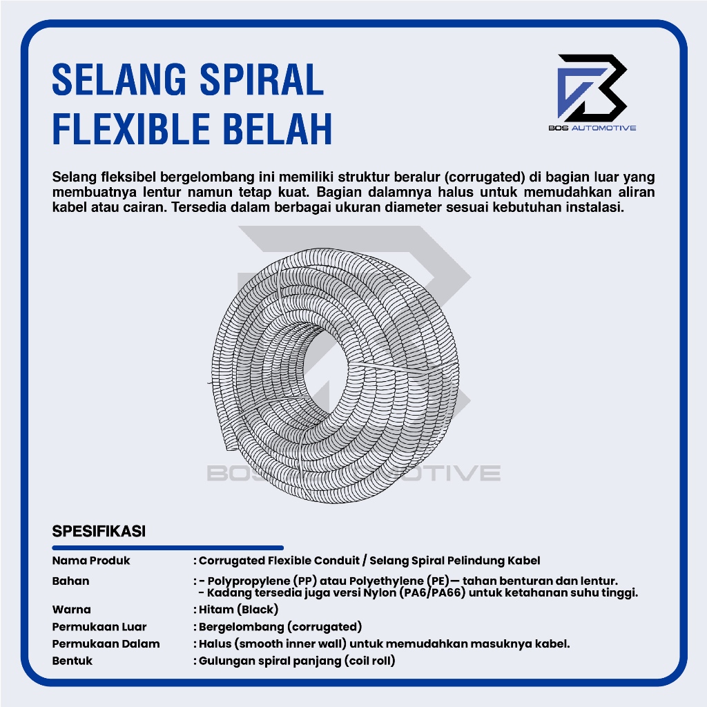 Selang Spiral Flexible Model Belah 19MM x 50M Pembungkus Kabel Mobil Motor Universal - foto-produk-3