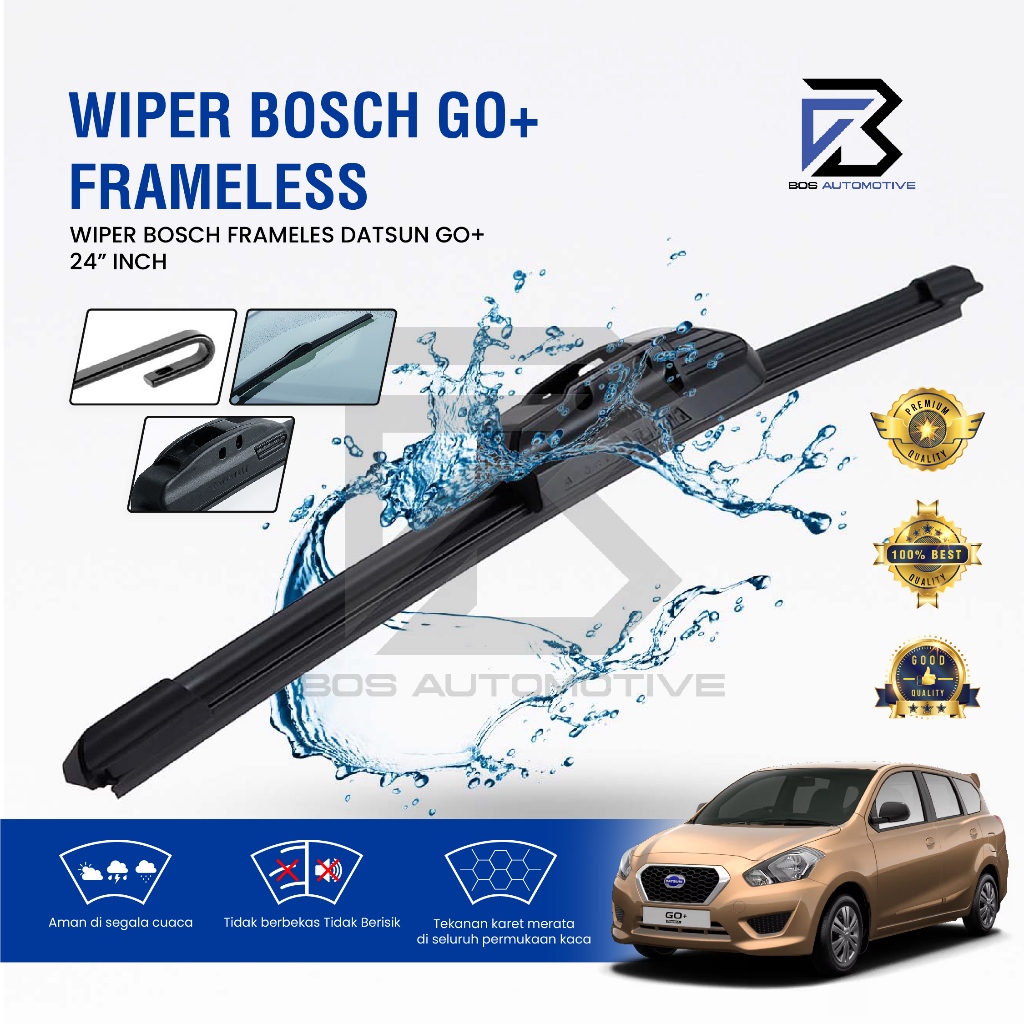Wiper Blade BOSCH Advantage Besi | Clear Frameless Karet Kipas Kaca Depan Mobil DATSUN GO+ Frame Hook 24" Inch Original - foto-variasi-2