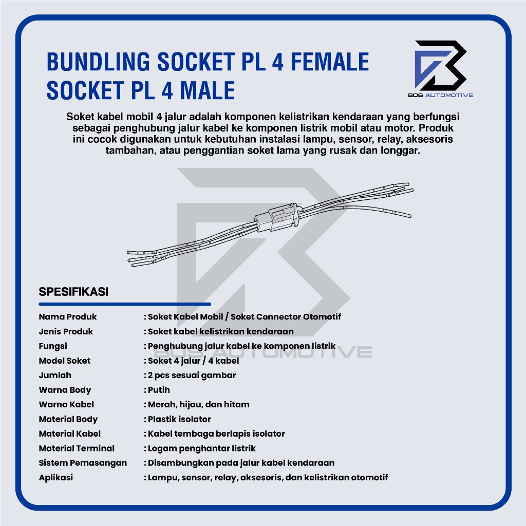 Soket Sambung 4 Pin Kecil / Mini Socket Sambungan Kabel Konektor Mobil Motor (1 SET) - foto-produk-2
