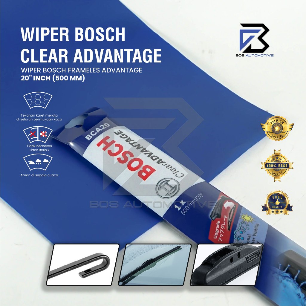 Wiper Blade BOSCH Frameless Clear Advantage Aerofit Pisang Full Karet Kipas Kaca Depan Mobil Frame Hook 14" 15" 16" 17" 18" 19" 20" 21" 22" 24" 26" Inch Original - foto-variasi-7