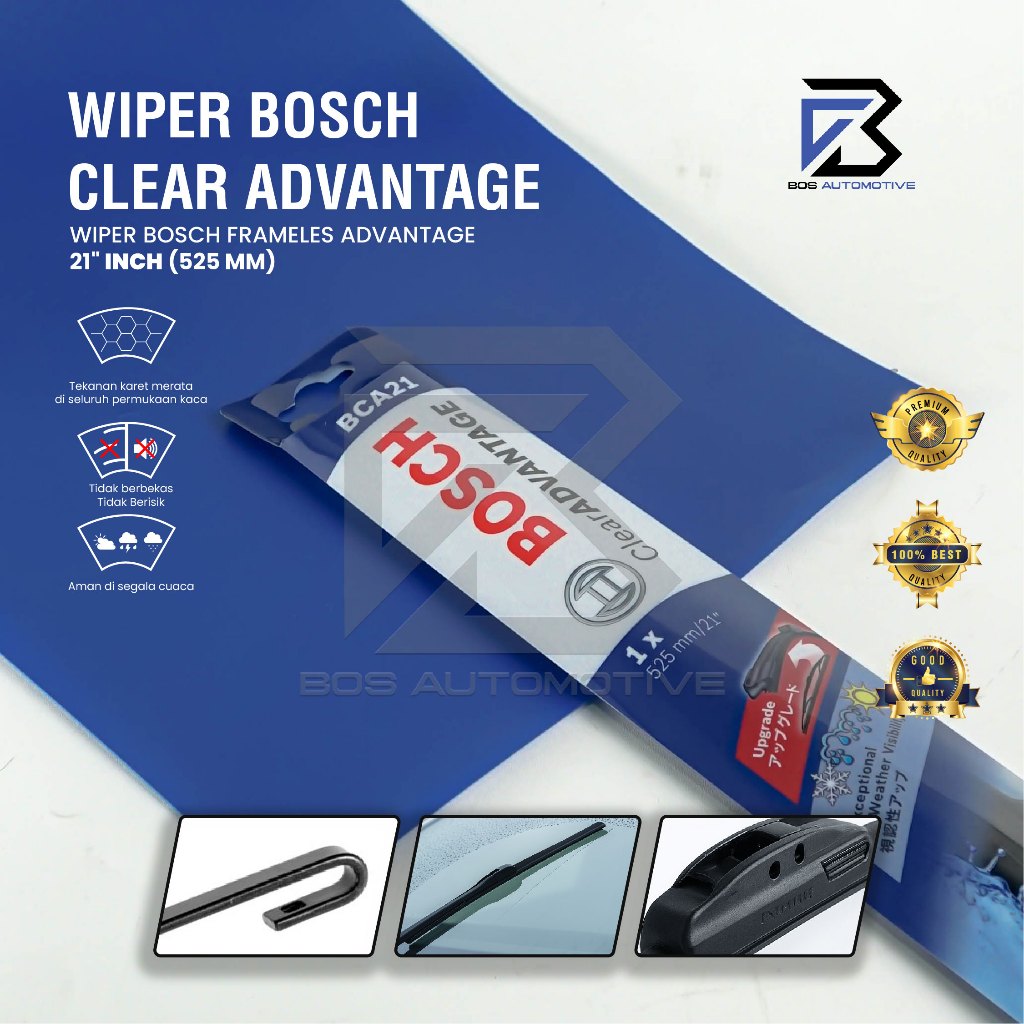 Wiper Blade BOSCH Frameless Clear Advantage Aerofit Pisang Full Karet Kipas Kaca Depan Mobil Frame Hook 14" 15" 16" 17" 18" 19" 20" 21" 22" 24" 26" Inch Original - foto-variasi-8