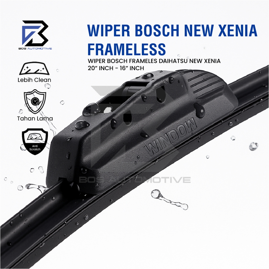 Wiper Blade BOSCH Clear Frameless Karet | Advantage Besi Kipas Kaca Depan Mobil DAIHATSU NEW XENIA Frame Hook 20" - 16" Inch Original - foto-produk-1