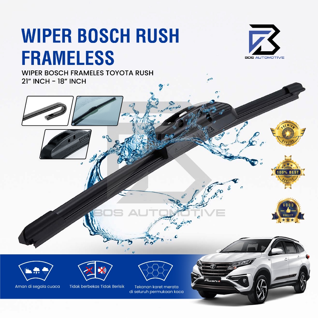 Wiper Blade BOSCH Advantage Besi Kipas Kaca Depan Mobil TOYOTA RUSH - DAIHATSU TERIOS Frame Hook 21" - 18" Inch Original - foto-variasi-2