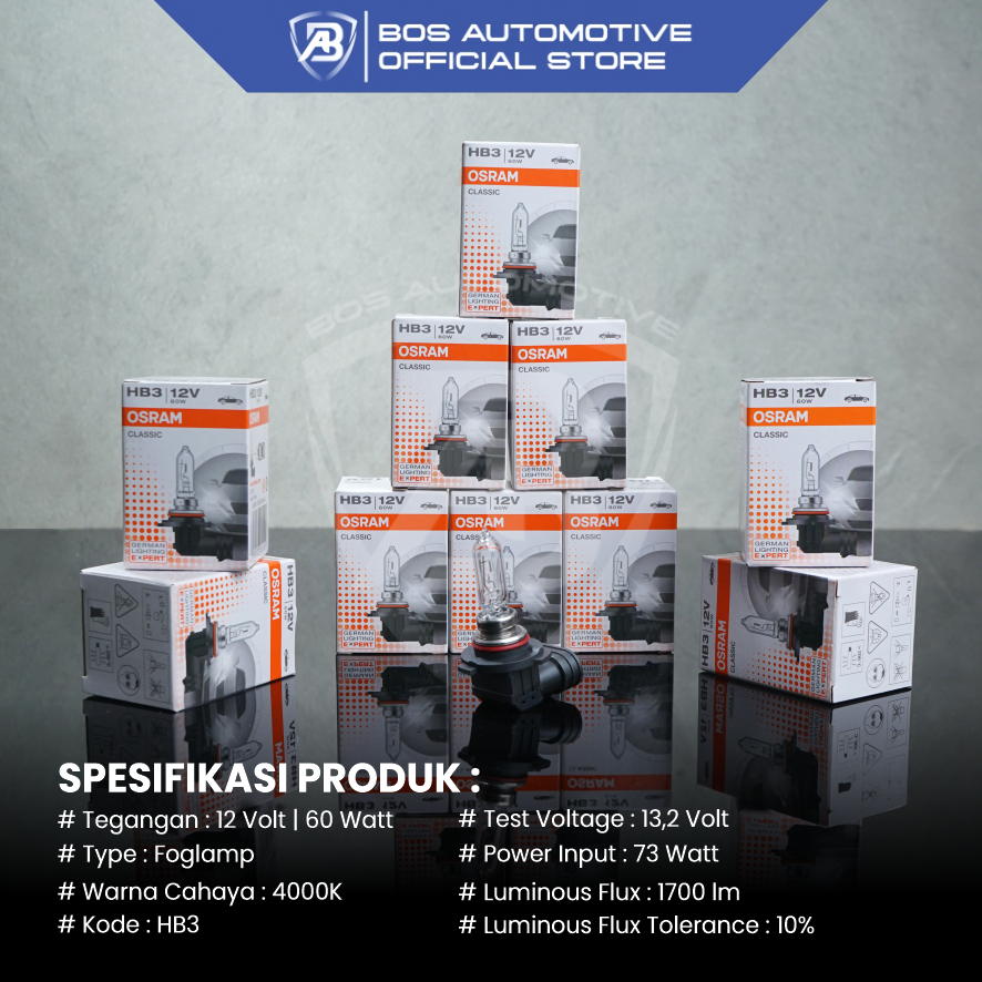 Bohlam Halogen Osram / Lampu Foglamp Mobil HB3 60W 12V Standard Original - foto-produk-1
